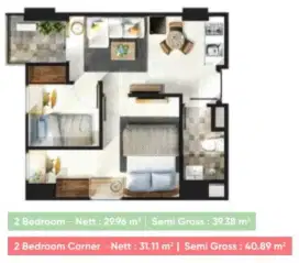 Disewakan : Apartemen 2BR di Citra Living Apartment