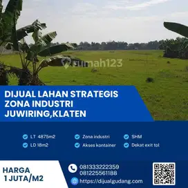 Tanah Industri Dekat Tol di Klaten: 4.8 Rb m² Zona Kontainer,