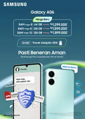 Samsung Galaxy A06 4+4/64GB garansi resmi sein