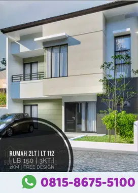 Dijual rumah dua lantai free design nempel kota perumahan strategis