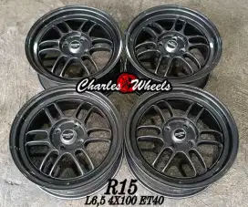 Jual velg mobil rpf1 r15 4x100 gunmat brio jazz yaris agya ayla dll