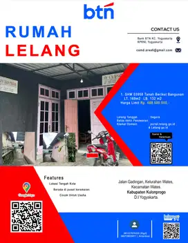 Rumah Tinggal berlokasi sangat Strategis di pusat kota Wates