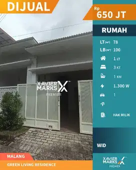 Rumah Minimalis Lokasi Green Living Residence Sukun Malang(OLX658)