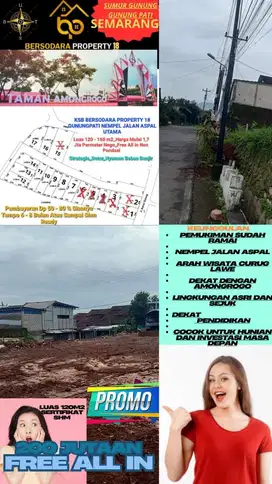Tanah murah  pinggir jalan Raya belakang kecamatan gunungpati