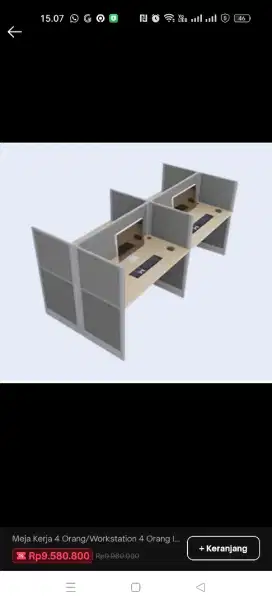 Jual cepat / BU murah meja kantor untuk 4 orang 1 set.