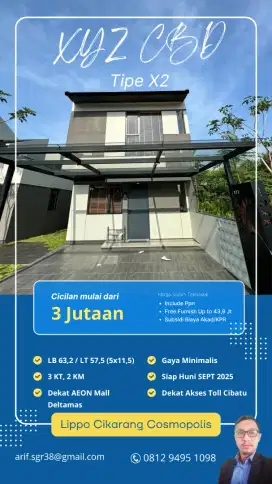 Rumah 2 Lantai Furnish Up To 43,9 Juta XYZ CBD Lippo Cikarang