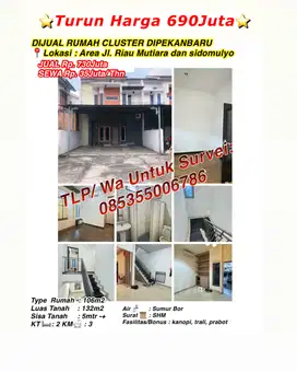 jual rumah cluster 2 lantai dekat mall ciputra dan pasar kodim