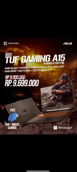 Asus TUF GAMING A15, wih ad promo nih hnya modal Ktp aja Loh