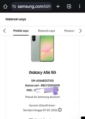 Dijual Samsung A56 (8/256GB) Like New, No Minus, Fullset, Garansi Sein