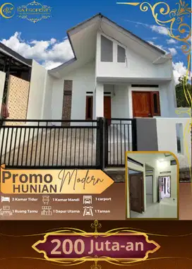 EKSKLUSIF HUNIAN 2 KAMAR DESAIN MODERN CASH DAN BERTAHAP 200 JUTAAN