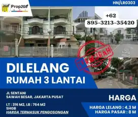 LELANG RUMAH MURAH 3 LANTAI, SAWAH BESAR JAKARTA PUSAT