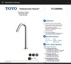 TOTO Keran TLE26008A DeckMounted Tall 316mm, tall , include controller