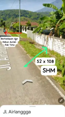 Dijual Tanah villa Di jln Airlangga, Trawas cocok buat villa, hotel
