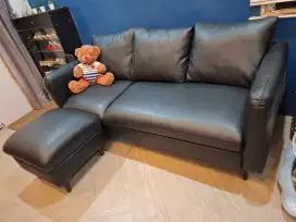 Sofa Letter L minimalis Kulit (No Brand)