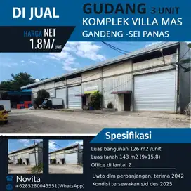 3Unit Gudang di Komplek Villa Mas  (gandeng) Sei Panas