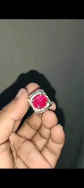 Cincin Perak Ruby Burma 5 CRT Cantik H Boss