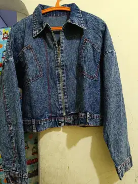 Jaket crop jeans wanita baru kekinian