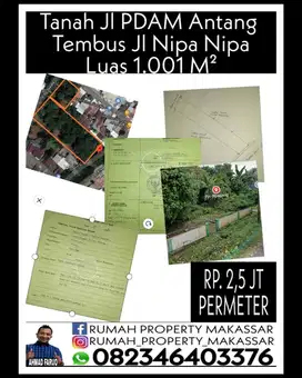 Tanah Jl PDAM Antang  Tembus Jl Nipa Nipa Luas 1.001 M²