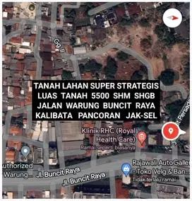 TANAH LAHAN STRATEGIS DI JALAN WARUNG BUNCIT RAYA KALIBATA PANCORAN