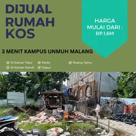 Dijual Rumah Kos Malang Akses Mobil 5 Menit Apartemen Begawan