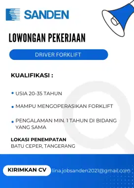 (Baca Dahulu Kualifikasinya) Loker Driver Forklift