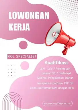 LOWONGAN KERJA KOL SPECIALIST