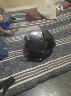 Helm hitam + bluetooth
