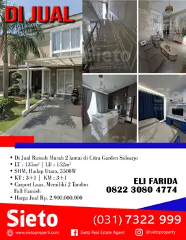 Di Jual Rumah Murah 2 lantai di Citra Garden Sidoarjo
