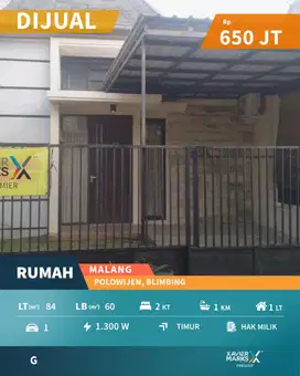 Dijual Rumah Murah di Polowijen Blimbing Malang Dekat Tol dan Terminal