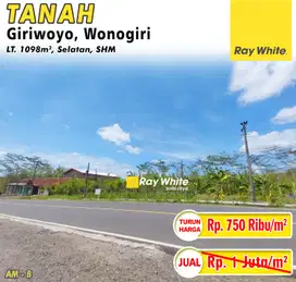 Dijual Tanah Murah Siap Bangun Lokasi Pinggir Jalan Raya Giriwoyo