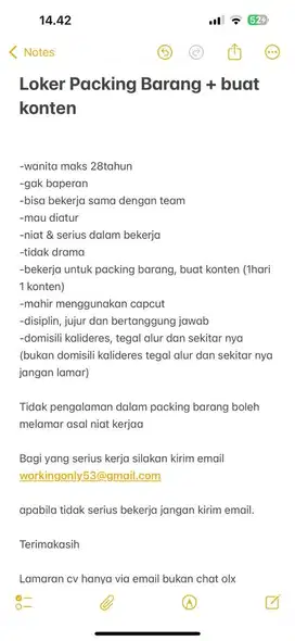 Loker packing dan buat konten