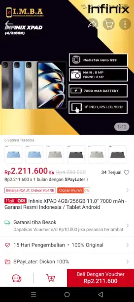 INFINIX XPAD WIFI ONLY BEKAS SEPERTI BARU
