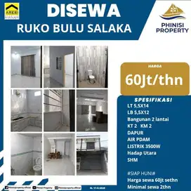 Disewakan Ruko Tengah Kota Jalan Bulu Salaka dekat Latimojong