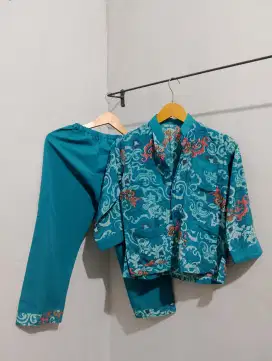 One Set Stelan Baju Koko Anak Madrasah Hijau Kembang Kemeja celana