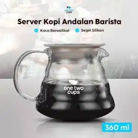 One Two Cups Coffee Server V60 Drip Pour Over Borosilicate Glass 360ml