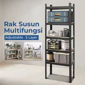 TaffHOME Rak Susun Multifungsi Iron Steel Storage Adjustable 5 Layer
