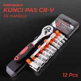 Set Kunci Shock Ratchet Wrench 1/4 Handle Drive CR-V 12 PCS