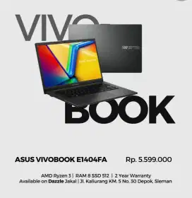 ASUS VIVOBOOK GO 14 E1404FA RYZEN 3 RAM 8 SSD 512 GARANSI 1 TAHUN