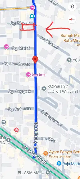 Turun harga Tanah sudut setiabudi jl.Sempurna.JADI 490JT