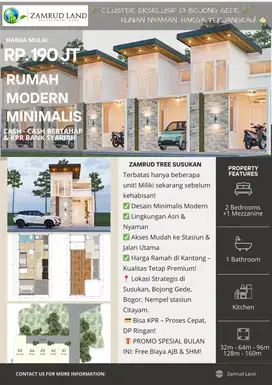 Rumah Modern Minimalis Hrg 190 Jutaan Nempel Stasiun Citayam