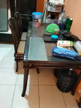 Meja Makan Jati 6 Kursi