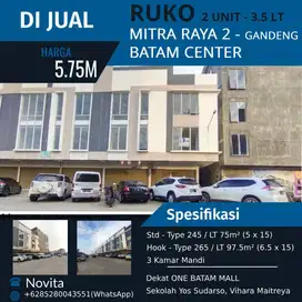 2 Unit Ruko 3.5 Lantai Gandeng Siap Pakai MITRA RAYA 2 Batam Center.