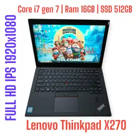 Lenovo Thinkpad X270 | Core i7 gen 7 | Ram 16GB | SSD 512GB | FHD IPS