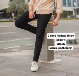 Celana Panjang Chino Smith Berlin Slim Fit Hitam Size 32 New baru