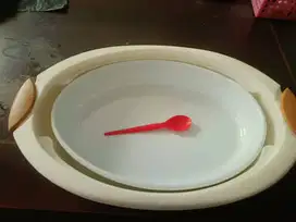 piring saji besar porcelain plus wadah