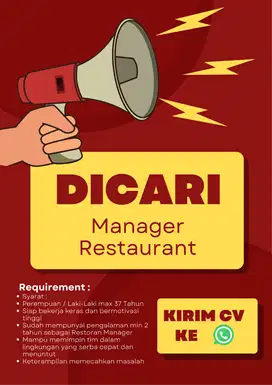 lowongan MANAGER resto KOREA