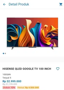 HISENSE QUANTUM DOT DLED TV 100INC