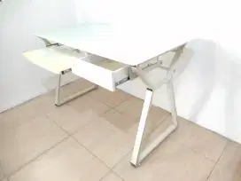 MEJA INFORMA BELAJAR KERJA GAMING KACA TEMPERED GLASS FRAME METAL
