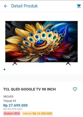 TCL QLED GOOGLE TV 98INC