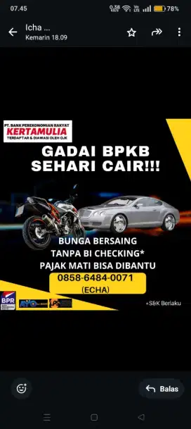Gadai bpkb motor dan mobil